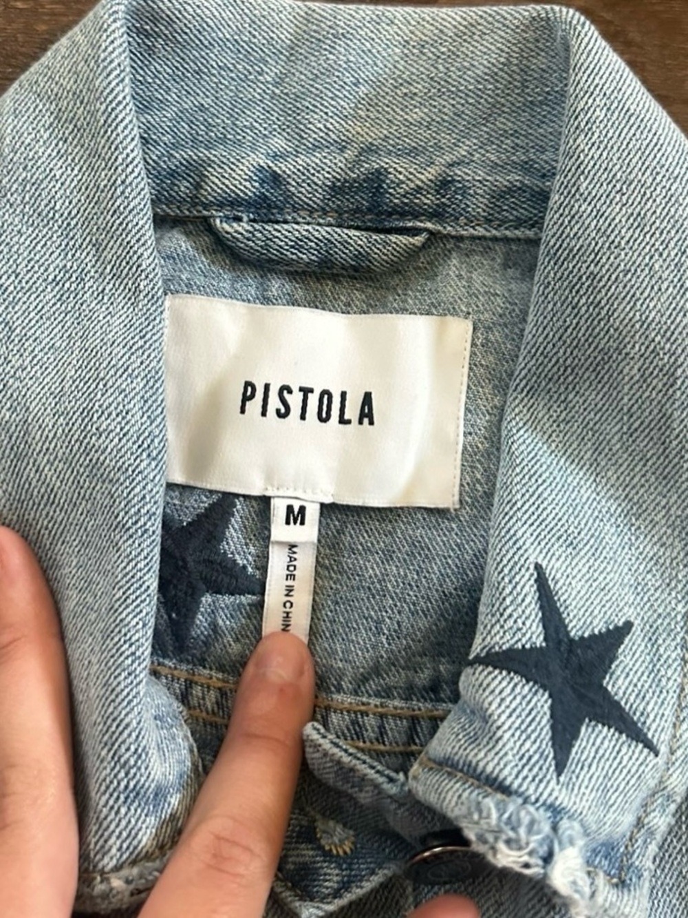 PISTOLA BRANDO NAVY STAR DISTRESSED DENIM JACKET-Size Medium-like new - Picture 5 of 5